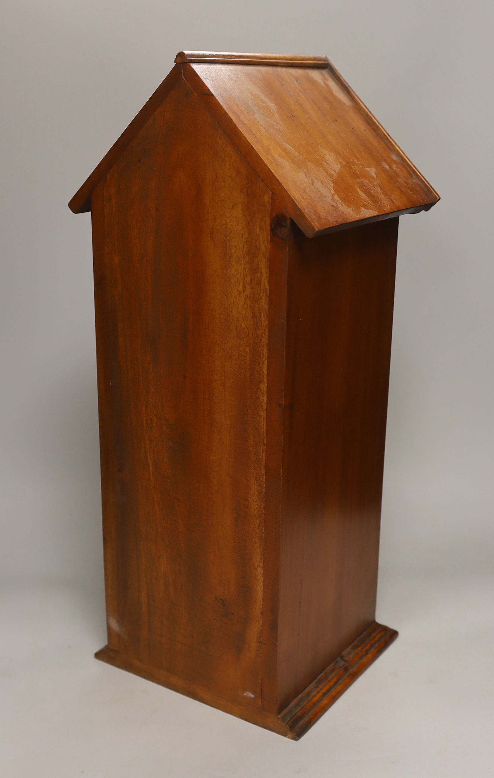 A country house style mahogany sentry letter box, 56cm high